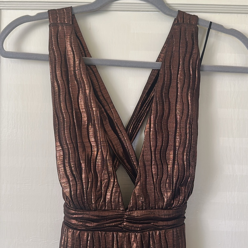 Camilla Pleated Gold Jumpsuit - Picture 3 of 5